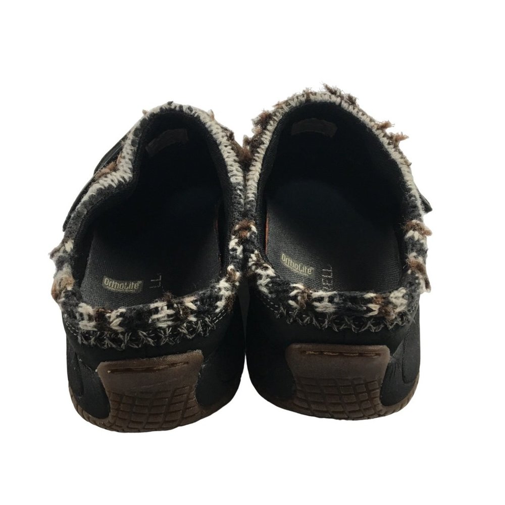 MERRELL ENCORE SCOOP BLACK LEATHER KNIT CUFF ORTHOLITE CLOGS J66236 WOMENS 7 - Picture 4 of 8